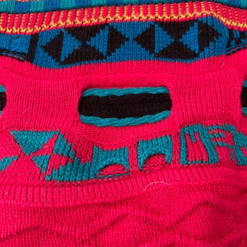 Vintage IVY Coogi Style Vibrant Multicolor Sweater V Neck Sz S - Picture 10 of 10
